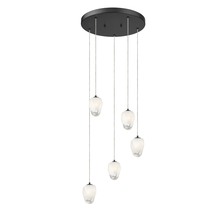 Bethel International Canada YS98C13BLK - 5-Light Black Chandelier With White Glass Shades